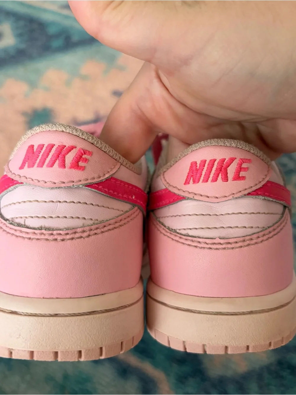 Nike Pink Low-Top Kids' Sneakers with Bright Pink Swoosh